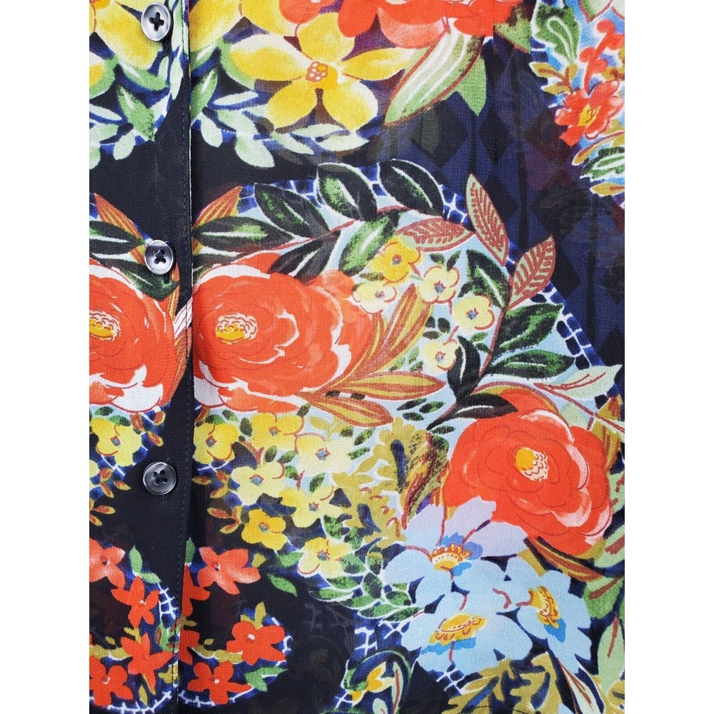 CAbi‎ Top Small Amour Floral Button Down Blue Long Sleeve Womens Career Business - Picture 3 of 10